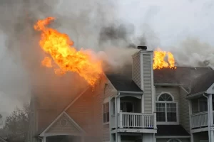 Damage to a house caused by fire and smoke