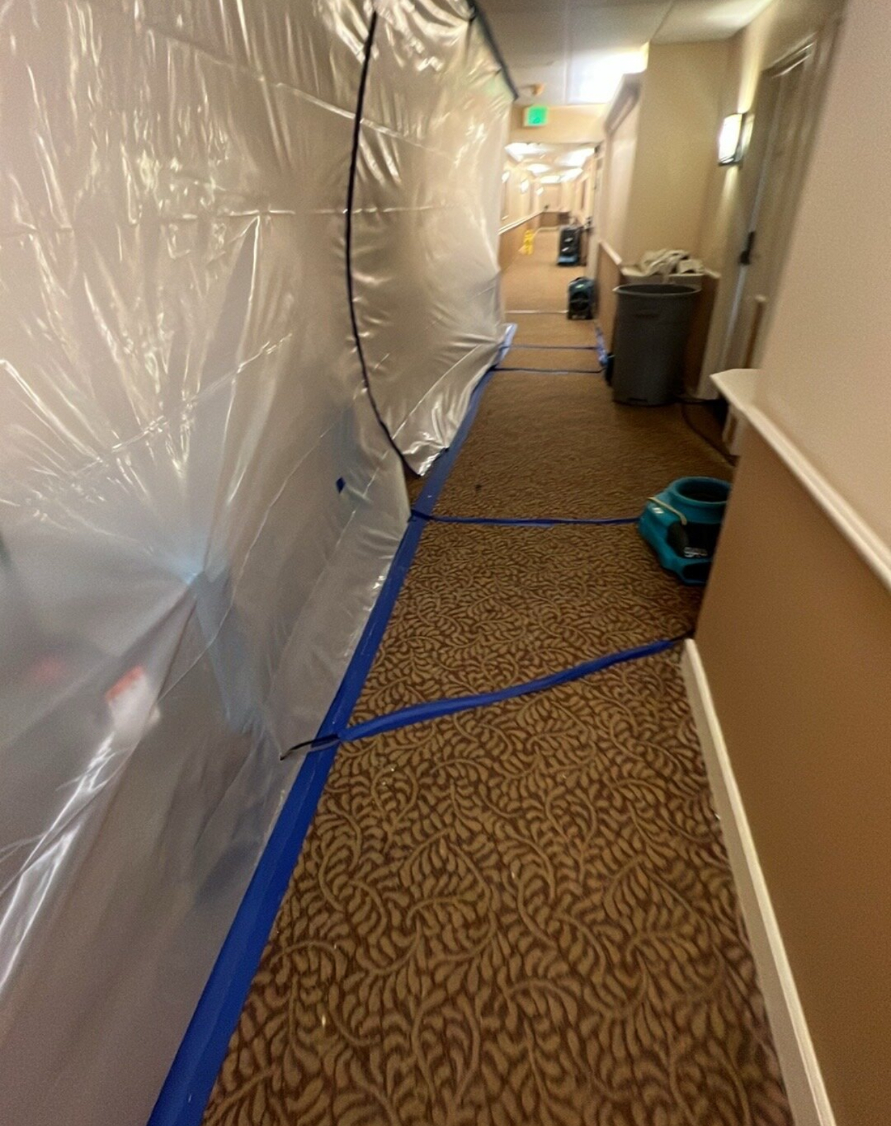 Hallway Area in Nursing Home - Water Damage Restoration in Process - Drying & Dehumidification