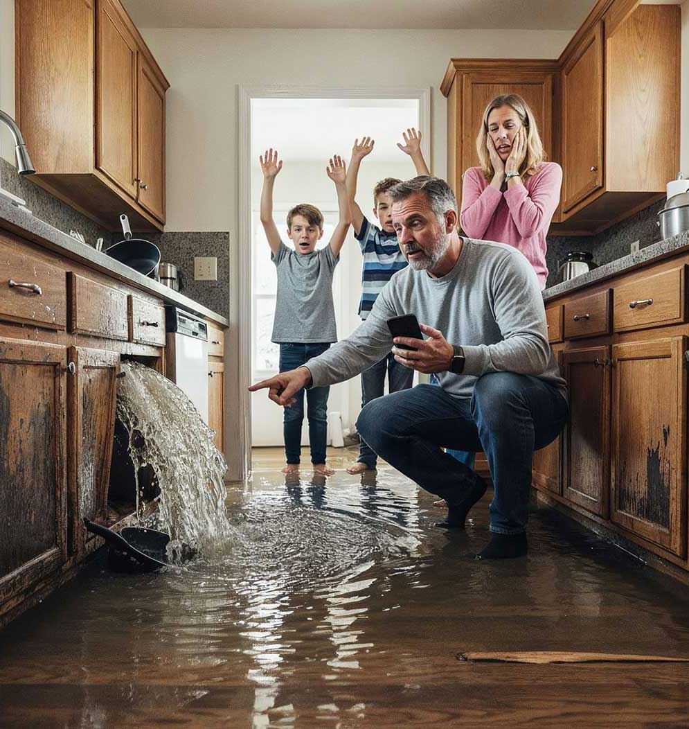 Kitchen With Water Damage Calling Coastal Damage to Help
