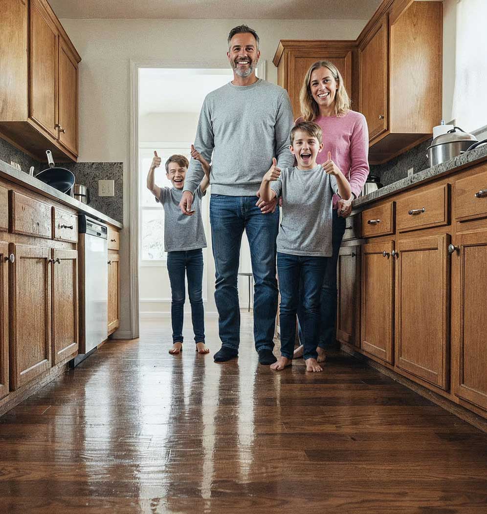 Restored Kitchen After Water Damage - Happy Customers